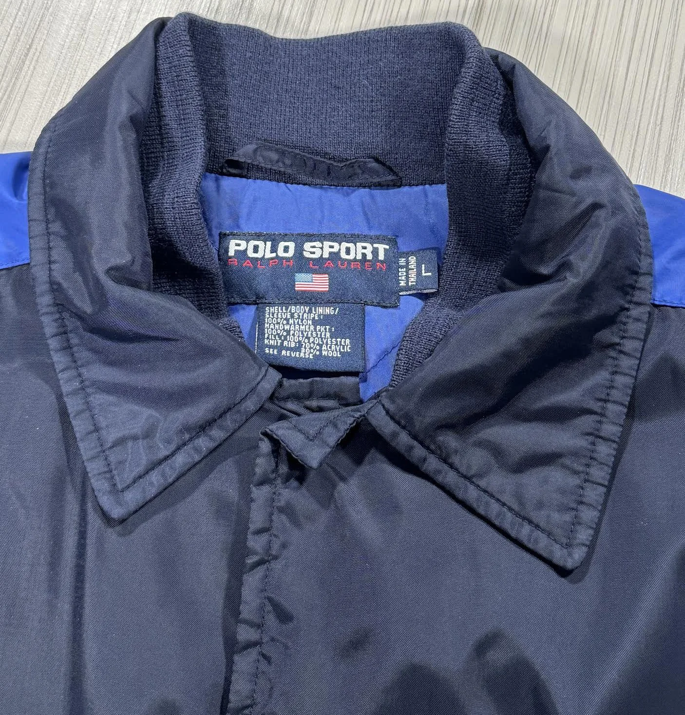 Vintage Polo Sport Ralph Lauren Navy Nylon Jacket (Size L) — RootsBK